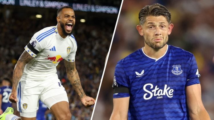Split image of Lukas Nmecha of Leeds United and Everton player James Tarkowski