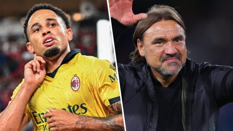 Noah Okafor, new Leeds United signing, and Daniel Farke, Leeds United manager.