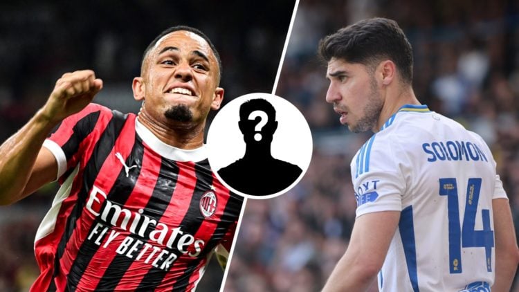 AC Milan forward Noah Okafor (left) and Manor Solomon of Leeds United (right)