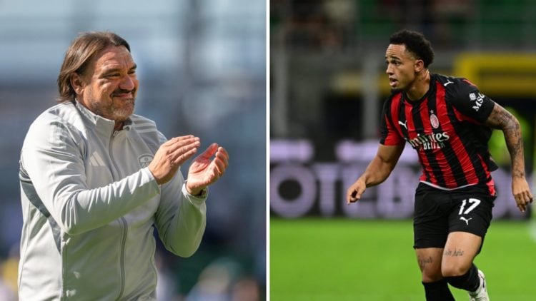 Noah Okafor in action for Milan and Daniel Farke applauding the Leeds fans.