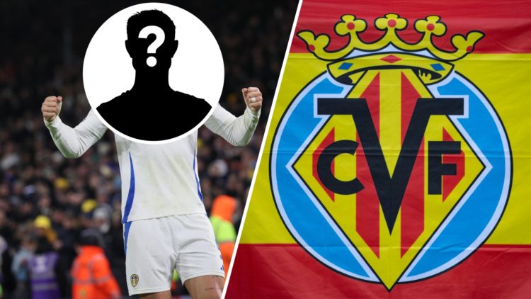 Leeds United defender Pascal Struijk (left) and Villarreal crest (right)