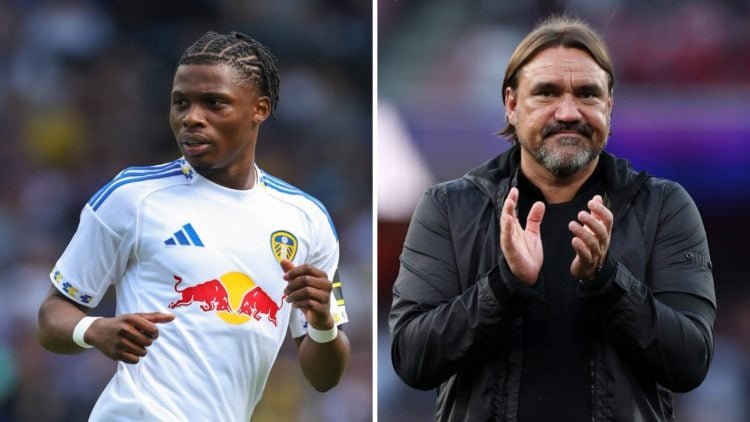 Split image of Leeds United player Largie Ramazani and head coach Daniel Farke