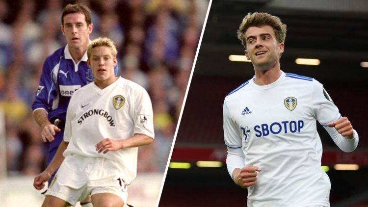 Split image of Leeds United players Alan Smith and Patrick Bamfordz