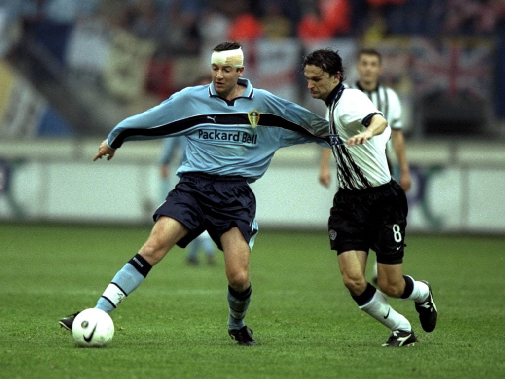 Michael Bridges in action for Leeds against Partizan Belgrade.