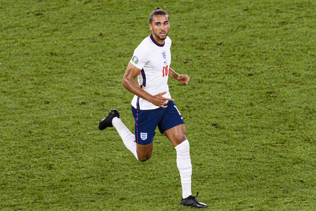 Dominic Calvert-Lewin in action during Ukraine v England - UEFA Euro 2020: Quarter-final