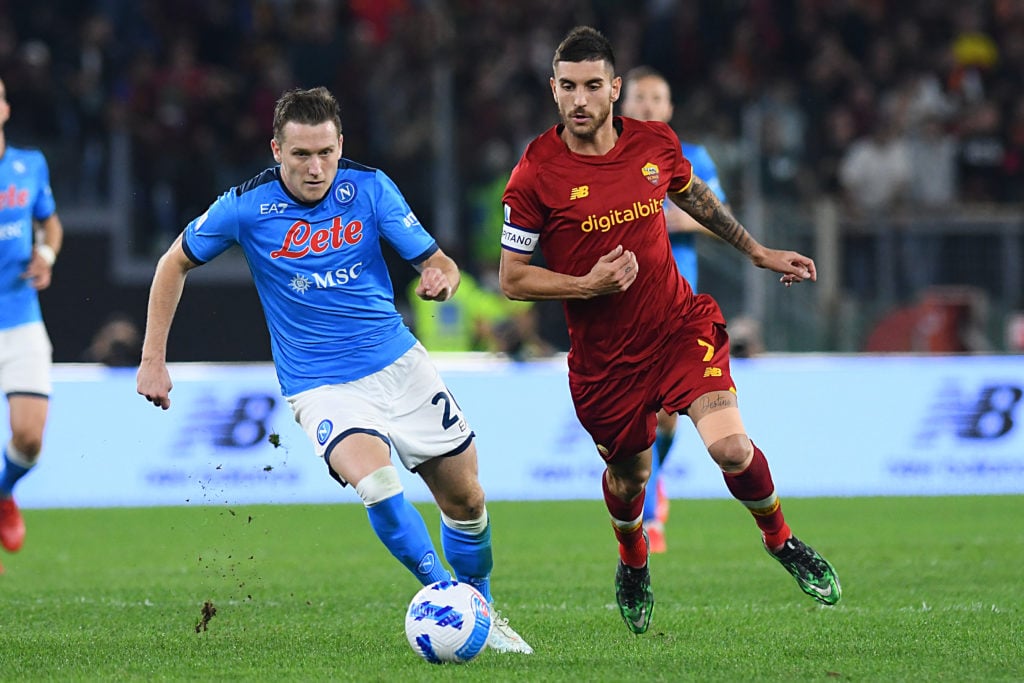 Lorenzo Pellegrini and Piotr Zielinski in action.