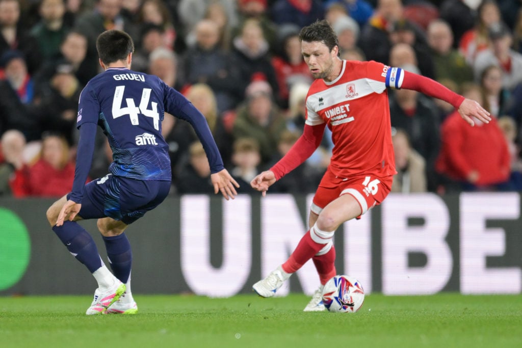 Jonny Howson plays for Middlesbrough against Leeds last season.