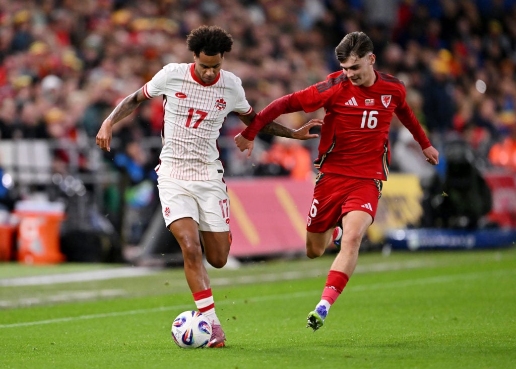 Charlie Crew in action during Wales v Canada - International Friendly