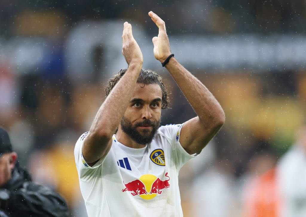 Dominic Calvert-Lewin applauds Leeds Untied fans.