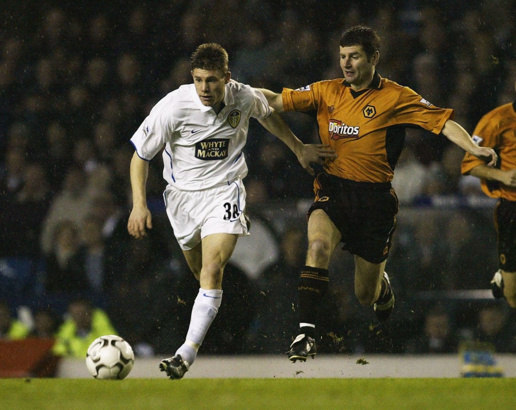 James Milner evades Denis Irwin during Leeds United v Wolverhampton Wanderers