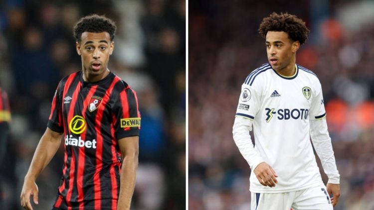 Tyler Adams in action for Leeds and Bournemouth.