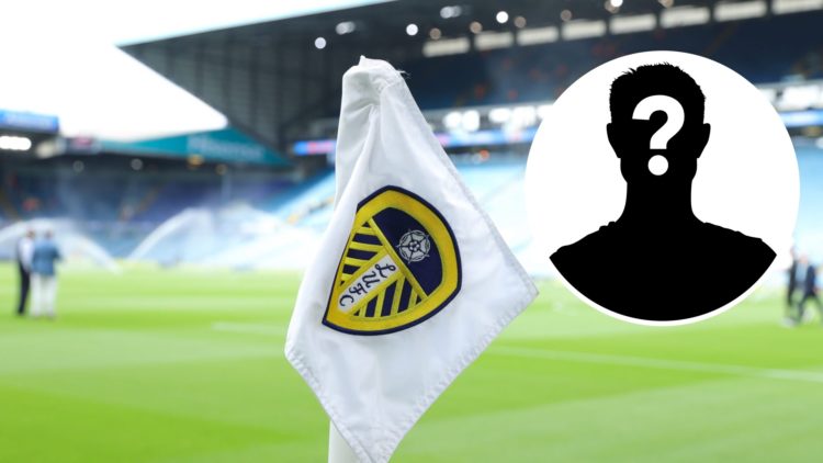 Leeds United corner flag at Elland Road with the mystery player overlay