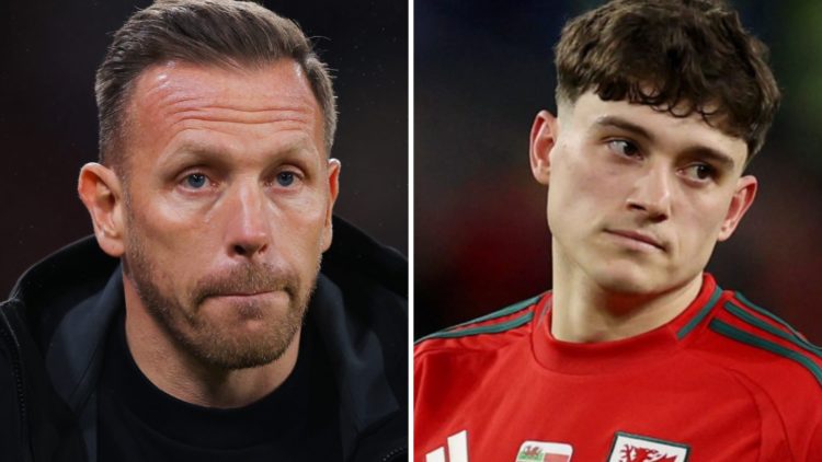 Wales manager Craig Bellamy (left) and Leeds United and Wales winger Dan James (right)