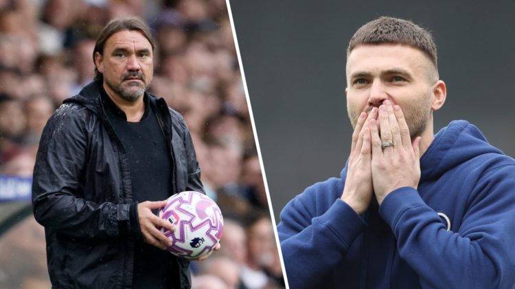 Split image of Leeds United manager Daniel Farke and former player Stuart Dallas