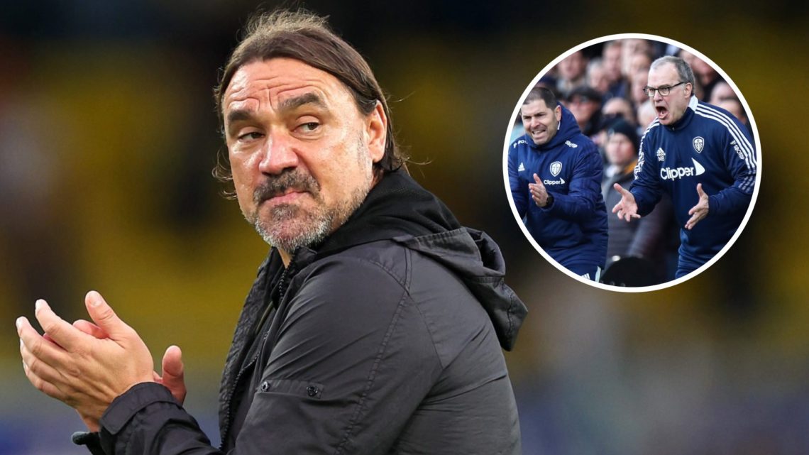 Leeds United managers Daniel Farke (left) and Marcelo Bielsa (right)