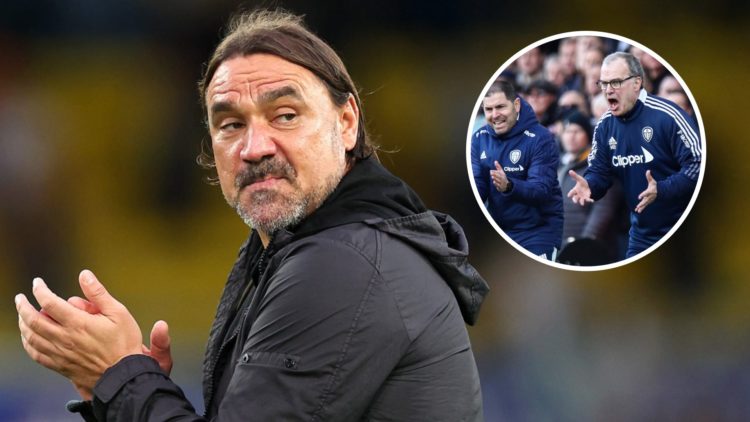 Leeds United managers Daniel Farke (left) and Marcelo Bielsa (right)