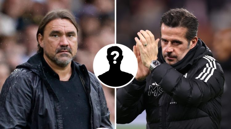 Leeds United manager Daniel Farke (left) and Fulham manager Marco Silva (right) with mystery player inset