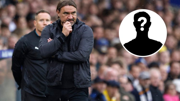 Leeds United manager Daniel Farke (left) with mystery player inset (right)