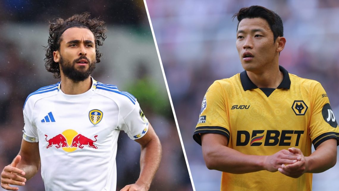 Split image: Dominic Calvert-Lewin in action for Leeds United (L). Hwang Hee-chan playing for Wolves (R).