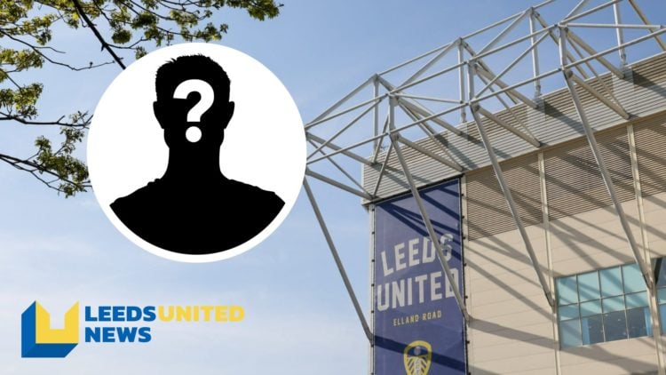 A general view of Leeds United's Elland Road stadium. Inset a picture of a mystery player.