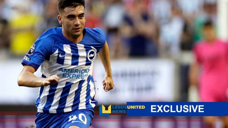 Facundo Buonanotte of Brighton (left) with LUN exclusive banner (right)