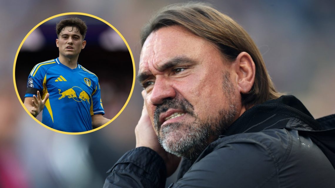 Dan James tucks his hair behind his ear. Inset: Leeds United's Dan James.