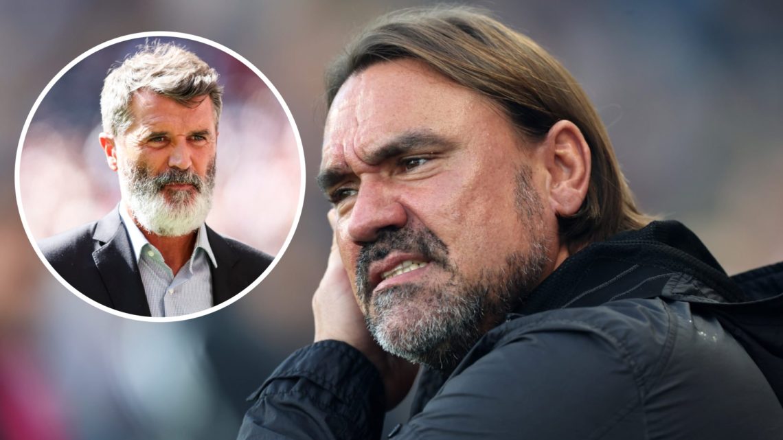 Leeds United manager Daniel Farke with Sky Sports pundit Roy Keane inset