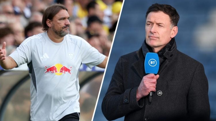 Split image of Leeds United manager Daniel Farke and pundit Chris Sutton