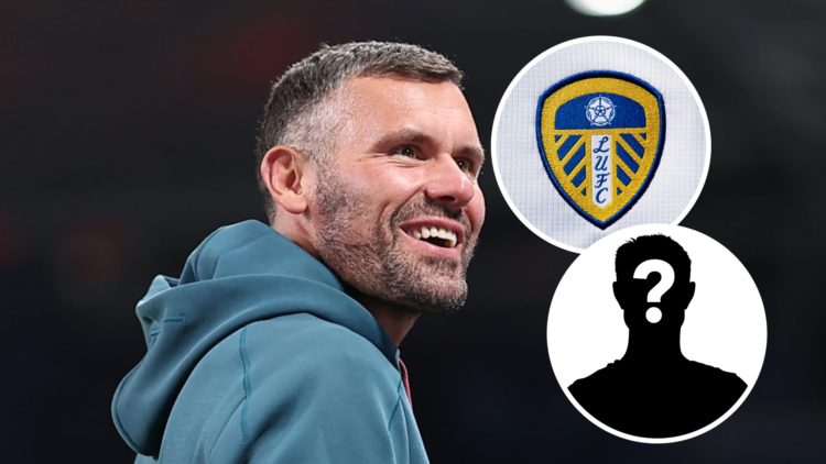 Former England goalkeeper Ben Foster with the Leeds United badge inset and mystery overlay