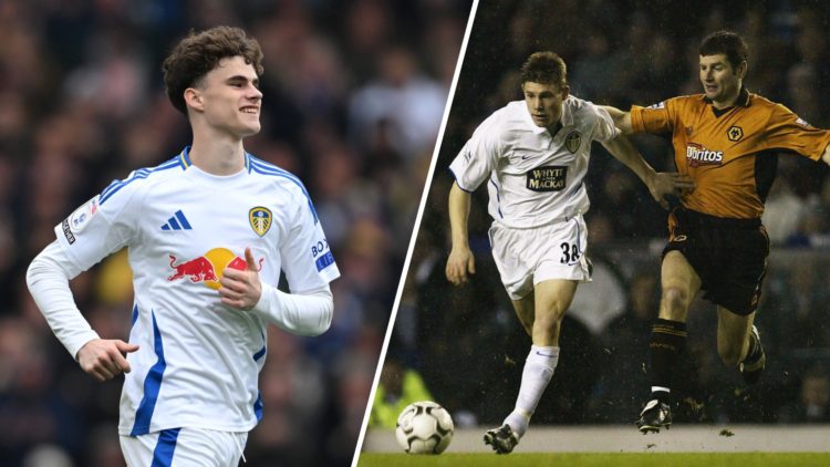 Split image of Leeds United player Harry Gray and James Milner