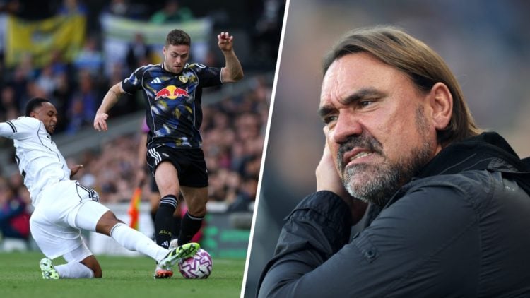 Split image of Leeds United defender Gabriel Gudmundsson and Daniel Farke