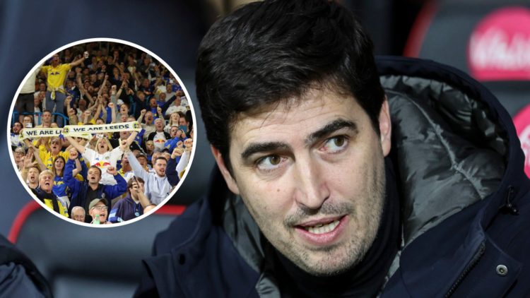 Bournemouth boss Andoni Iraola with Leeds United fans at Elland Road inset