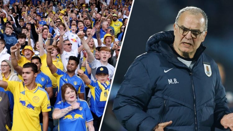 Split image of Leeds United fans and Marcelo Bielsa