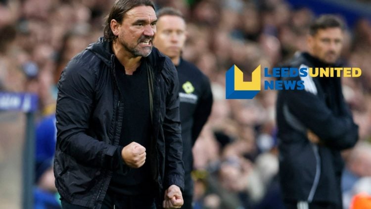 Leeds United manager Daniel Farke stands on the touchline.