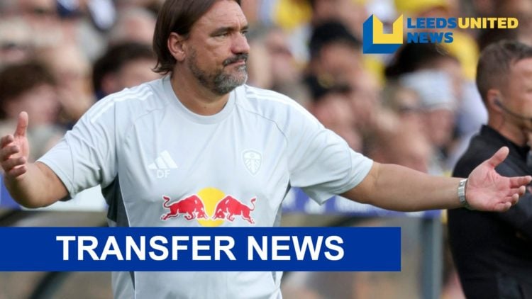 Leeds United manager Daniel Farke shrugs his shoulders.