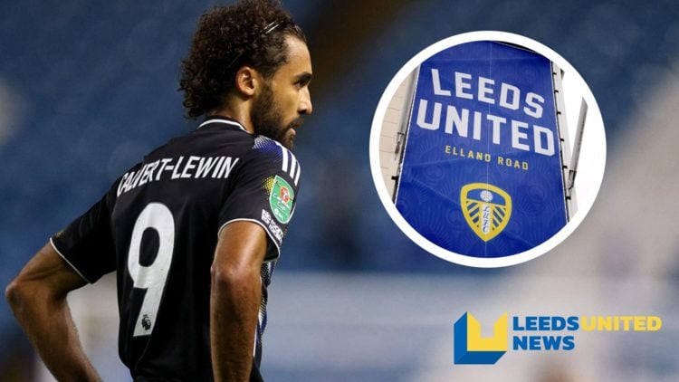 Leeds United player Dominic Calvert-Lewin in action, inset a general view of Leeds United's Elland Road stadium.