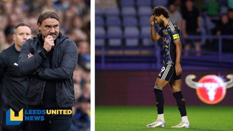 Split image of Leeds United manager Daniel Farke on the touchline, and Leeds United striker Dominic Calvert-Lewin in action.