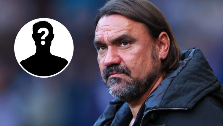 Leeds United manager Daniel Farke (right) and mystery player inset (left)