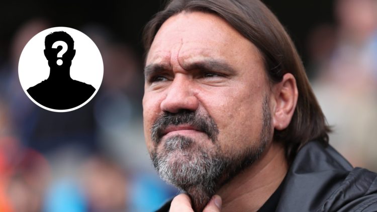 Leeds United manager Daniel Farke (right) and mystery player inset (left)