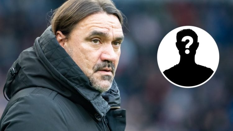 Leeds United manager Daniel Farke (left) with mystery player inset (right)