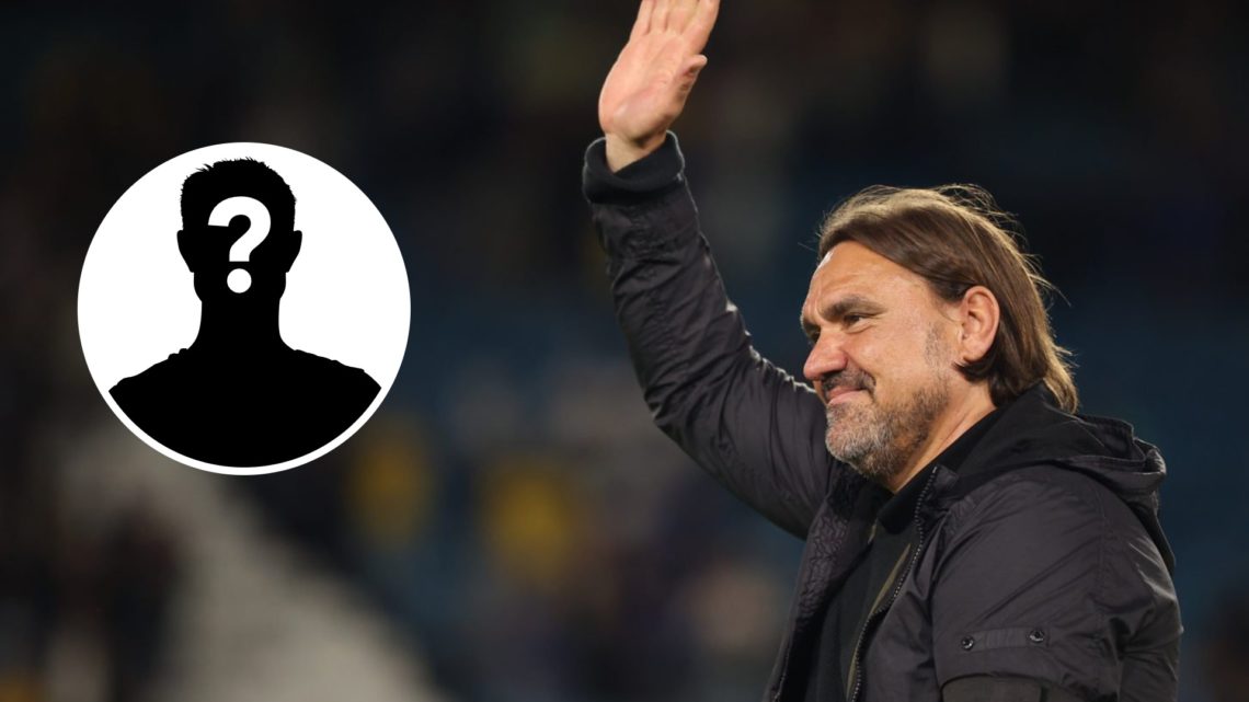 Leeds United manager Daniel Farke (right) and mystery player inset (left)