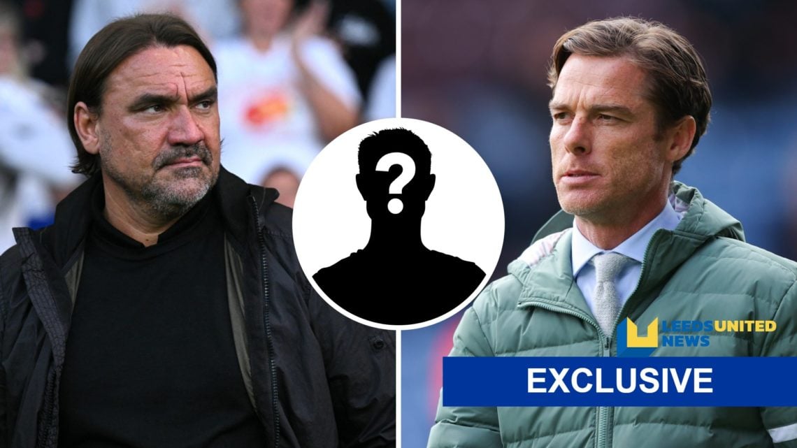 Leeds United manager Daniel Farke with Burnley manager Scott Parker, with LUN exclusive banner