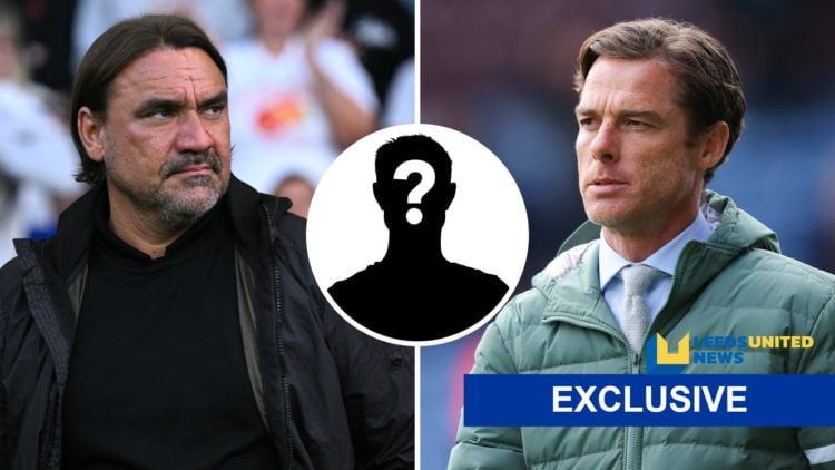 Leeds United manager Daniel Farke with Burnley manager Scott Parker, with LUN exclusive banner