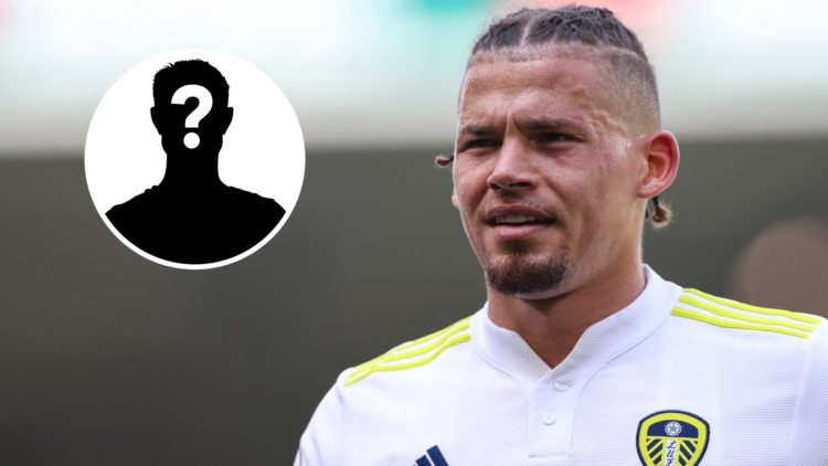 Leeds United midfielder Kalvin Phillips (right) with mystery player inset (left)