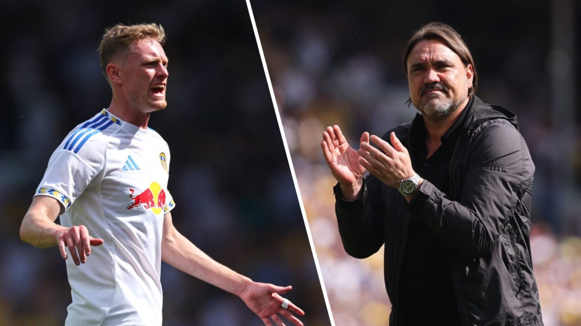 Leeds United midfielder Sean Longstaff (left) and Leeds manager Daniel Farke (right)