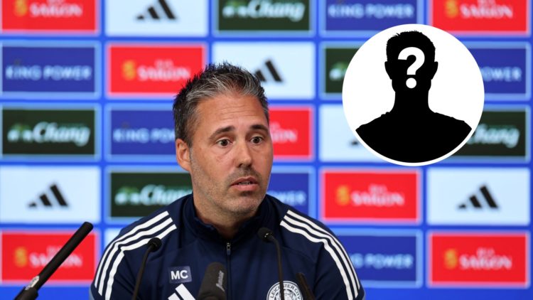 Leicester manager Marti Cifuentes in a press conference.