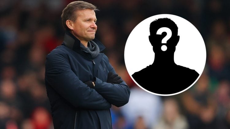Former Leeds United manager Jesse Marsch with the mystery player overlay