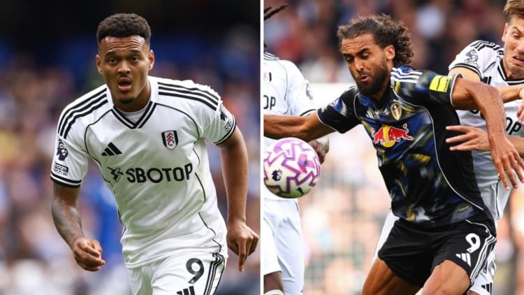 Split image of Fulham man Rodrigo Muniz and Leeds forward Dominic Calvert-Lewin