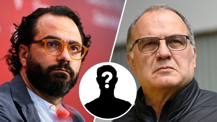 Split image of former Leeds United Sporting Director Victor Orta and former manager Marcelo Bielsa with the mystery overlay