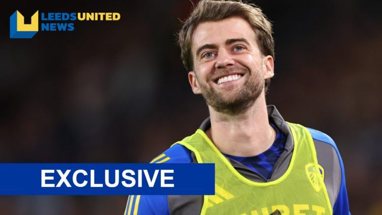 Leeds United player Patrick Bamford warms up before a match.